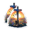 (2 Pack) Patriotic US Flag Magnets - Memorial Day - Combat Boots Flowers Sunset Art - 5" On Longest Side - Premium Magnet - for Cars, Refrigerators, Toolboxes, Lockers - Made in USA - MAG15077