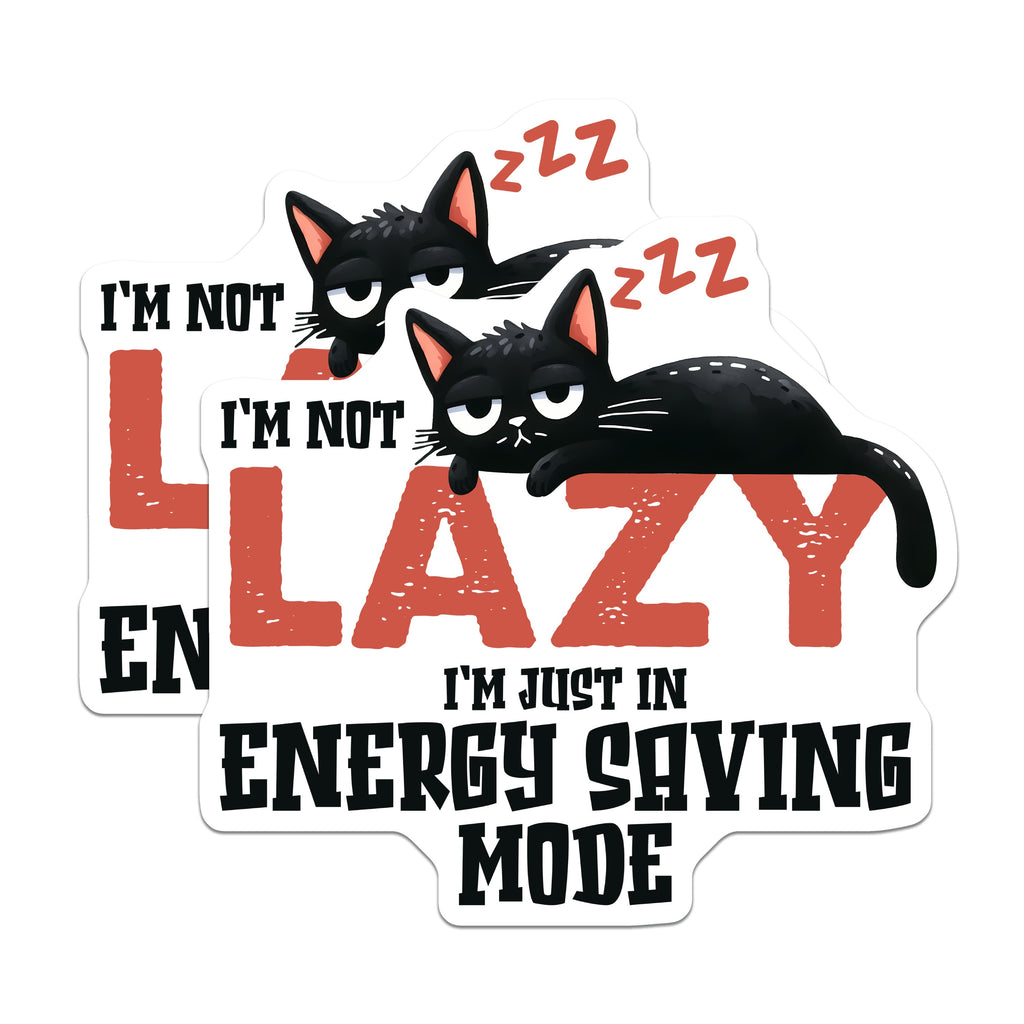 (2 Pack) Funny Lazy Cat Magnets - Energy Saving Mode Quote - Introvert Humor Refrigerator Locker Decor - 5 Inches On Longest Side - Thick Durable Magnet - Made in USA - MAG36325