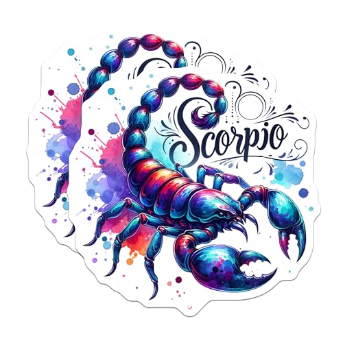 (2 Pack) Scorpio Zodiac Magnets - Astrology Home Decor - Celestial Scorpion Illustration - 5" On Longest Side - for Cars, Fridges, Toolboxes - Made in USA - MAG6894