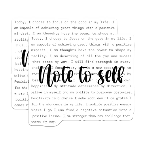 (2 Pack) Note to Self Stickers - Inspirational Quote - Positive Thinking - 5" On Longest Side - Sticks to Smooth Flat Surfaces - Made in USA - BMCS7040
