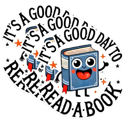 (3 Pack) Reading Book Decals - Its a Good Day to Read - Reader Stickers - 3 Inches On Longest Side - Easy Peel & Apply - Made in USA - 3MCS1562
