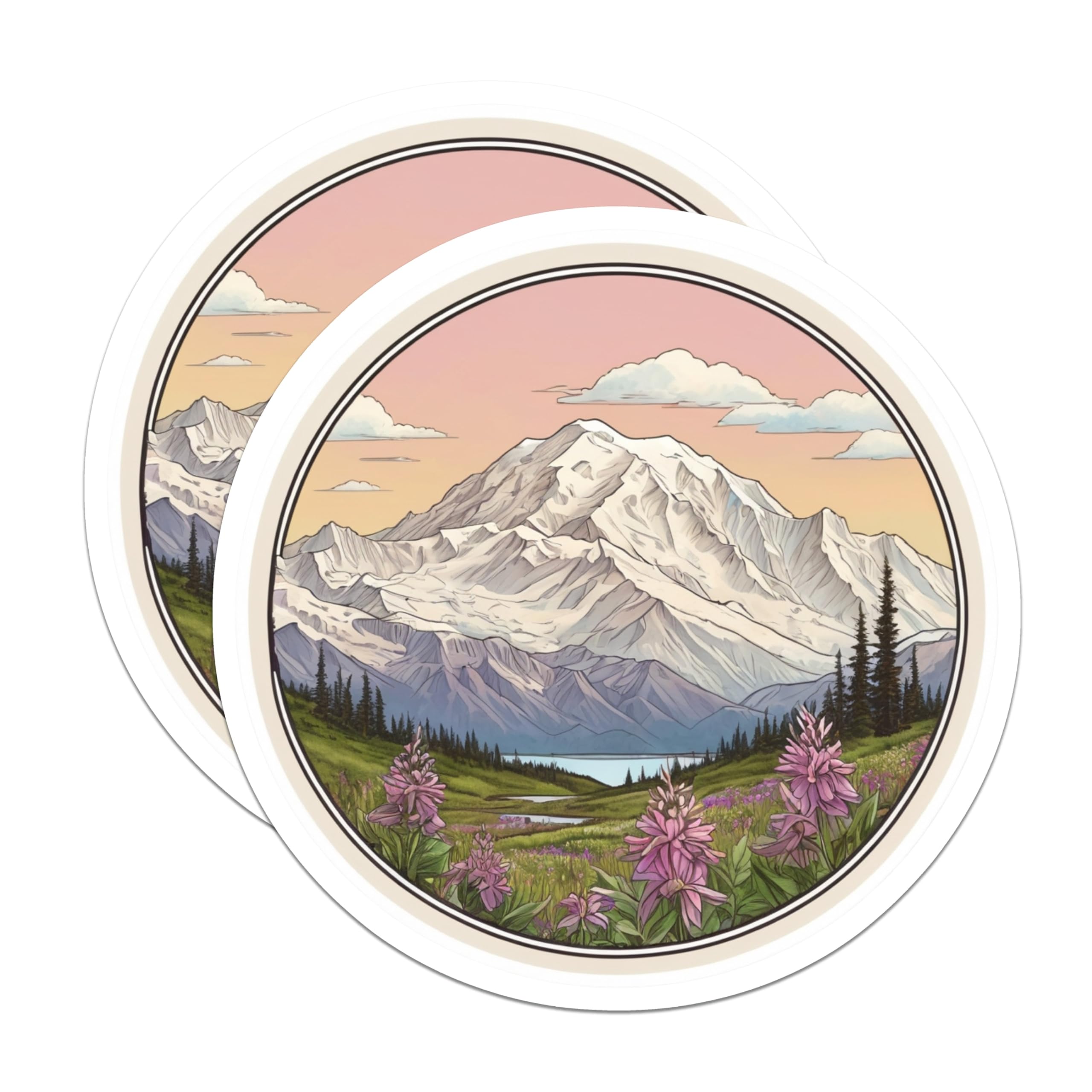 (2 Pack) Mountain View Magnets - Landscape Art - Fridge Magnets - 5" On Longest Side - Premium Magnet - for Cars, Refrigerators, Toolboxes, Lockers - Made in USA - MAG17921