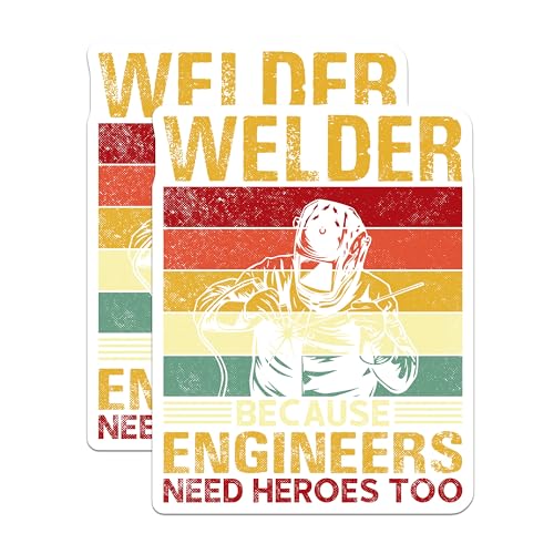(2 Pack) Welder Stickers - Engineers Need Heroes Too - Welding Decals - 5" On Longest Side - Sticks to Smooth Flat Surfaces - Made in USA - BMCS6322