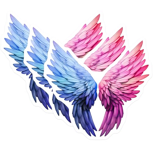 (3 Pack) Wings Decals - Angel Wings Stickers - Rainbow Wings- 3 Inches On Longest Side - Easy Peel & Apply - Made in USA - 3MCS5320