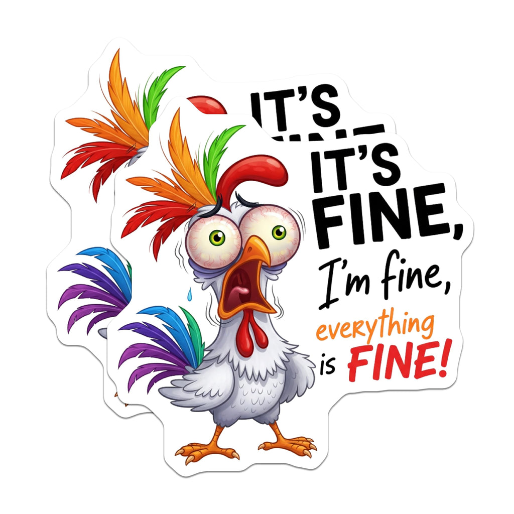 (2 Pack) Chicken It's Fine Magnets - Funny Fridge Decal - Quirky Home Decor Magnets - 5" On Longest Side - Premium Magnet - for Cars, Refrigerators, Toolboxes, Lockers - Made in USA - MAG14937