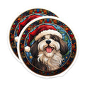 (2 Pack) Christmas Dog Magnets - Stained Glass Pet Decor - Holiday Dog Lover Present - 5 Inches On Longest Side - Thick Durable Magnet - Made in USA - MAG29870