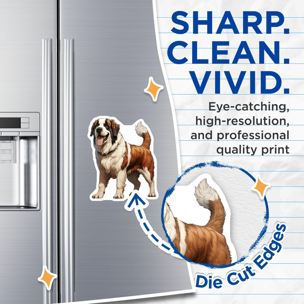(2 Pack) Saint Bernard Magnets - Dog Breed Refrigerator Decor - Pet Lover Home Accent - 5 Inches On Longest Side - Thick Durable Magnet - Made in USA - MAG25594