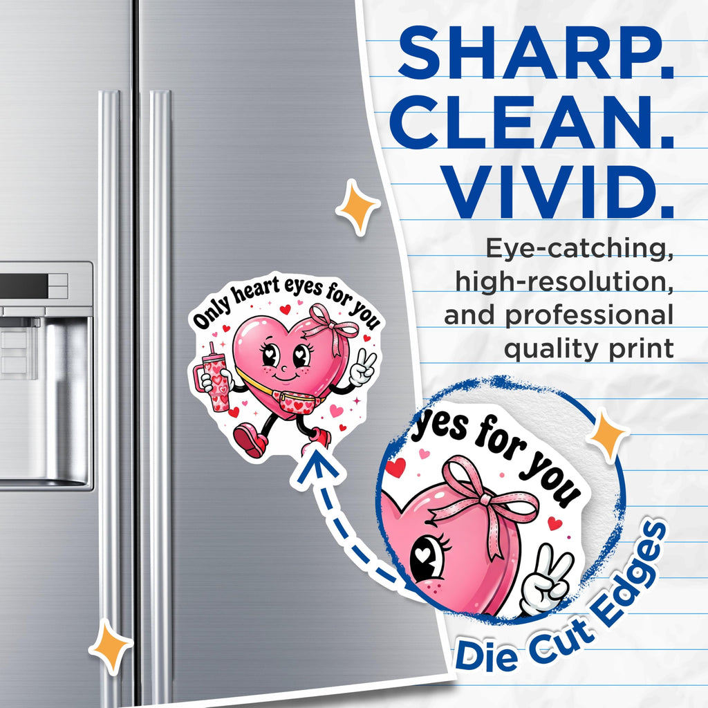 (2 Pack) Heart Eyes Magnets - Valentines Magnet - Kawaii Magnet - 5" On Longest Side - Premium Magnet - for Cars, Refrigerators, Toolboxes, Lockers - Made in USA - MAG15429
