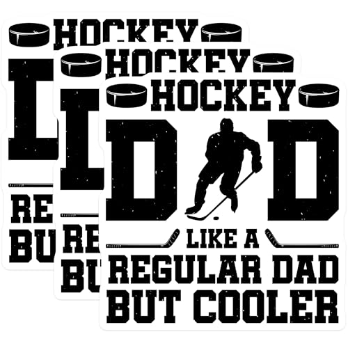(3 Pack) Hockey Dad Decals - Regular Dad But Cooler - Sports Lover Decal - 3 Inches On Longest Side - Easy Peel & Apply - Made in USA - 3MCS4919