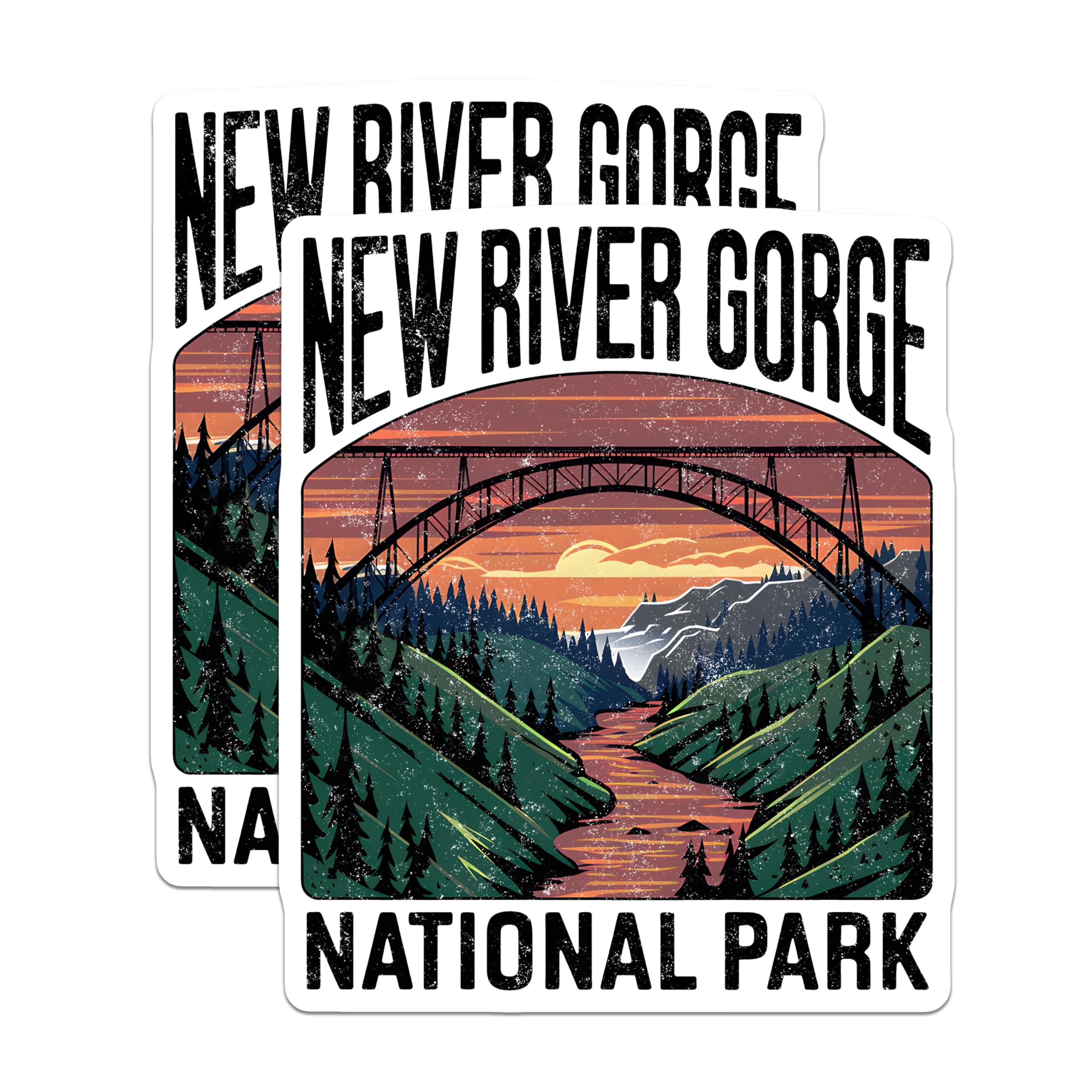 (2 Pack) New River Gorge Magnets - National Park Souvenir - USA Travel Decor - 5" On Longest Side - Premium Magnet - for Cars, Refrigerators, Toolboxes, Lockers - Made in USA - MAG18263