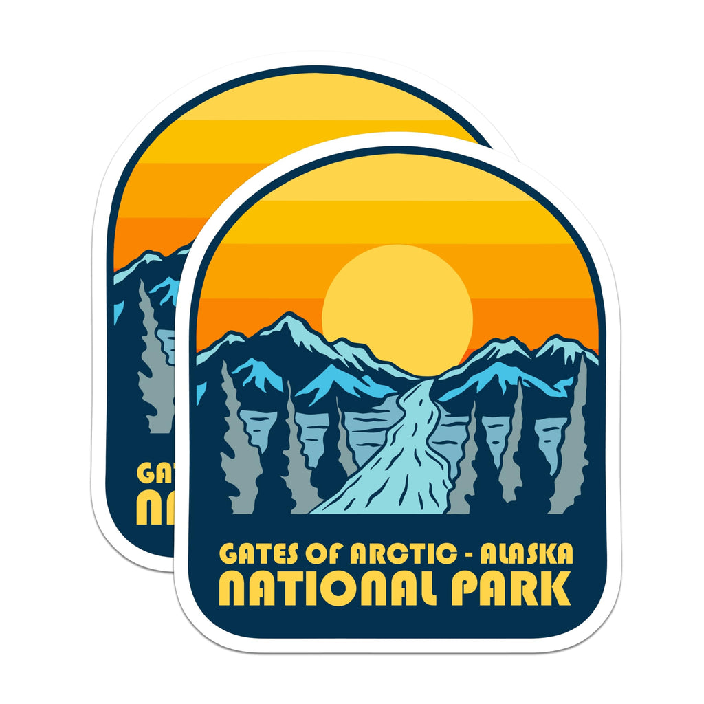 (2 Pack) Gates of Arctic Alaska National Park Magnets - Nature Landscape Travel Souvenir - Mountain River Forest Scene - 5 Inches On Longest Side - Thick Durable Magnet - Made in USA - MAG19308