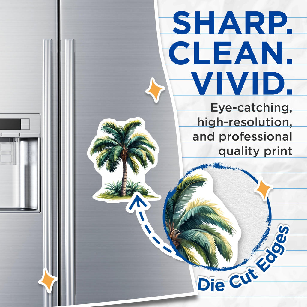 (2 Pack) Tropical Palm Tree Magnets - Coastal Decor - Beach House Aesthetic - 5 Inches On Longest Side - Thick Durable Magnet - Made in USA - MAG27634