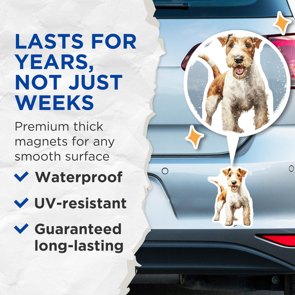 (2 Pack) Wire Fox Terrier Magnets - Dog Breed Decor - Pet Parent Refrigerator Accessories - Terrier Lover Novelty - 5 Inches On Longest Side - Thick Durable Magnet - Made in USA - MAG30259