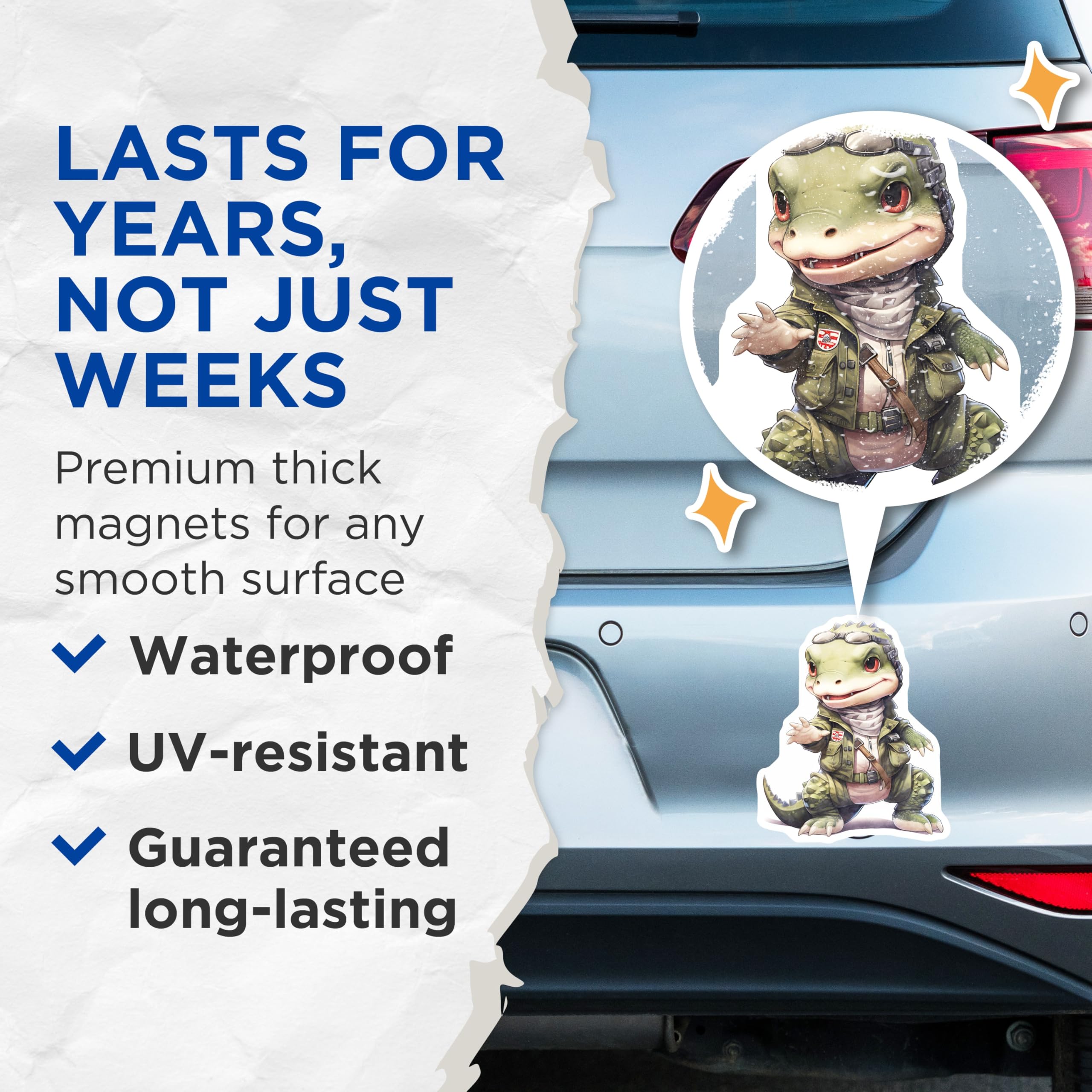 (2 Pack) Alligator Aviator Magnets - Cute Reptile Decor - Cartoon Animal Art - 5" On Longest Side - Premium Magnet - for Cars, Refrigerators, Toolboxes, Lockers - Made in USA - MAG16539