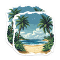 (2 Pack) Tropical Beach Magnets - Ocean View Decor - Palm Tree Summer Vibe - 5 Inches On Longest Side - Thick Durable Magnet - Made in USA - MAG28901