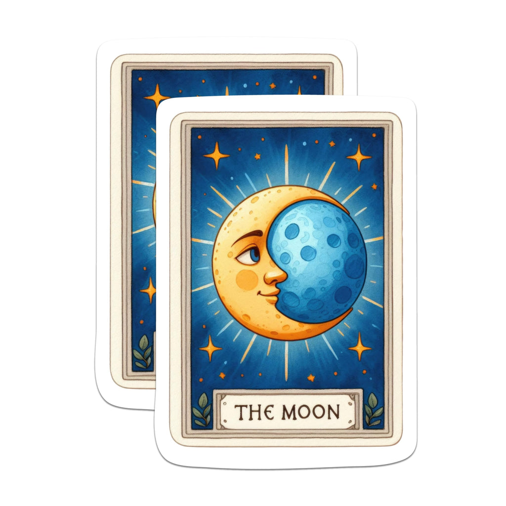 (2 Packs) The Moon Tarot Card Magnets - Mystical Metaphysical Spiritual Magnets - 5 Inches On Longest Side - Premium Magnet - for Fridges, Toolboxes, Cars - Made in USA - MAG2256