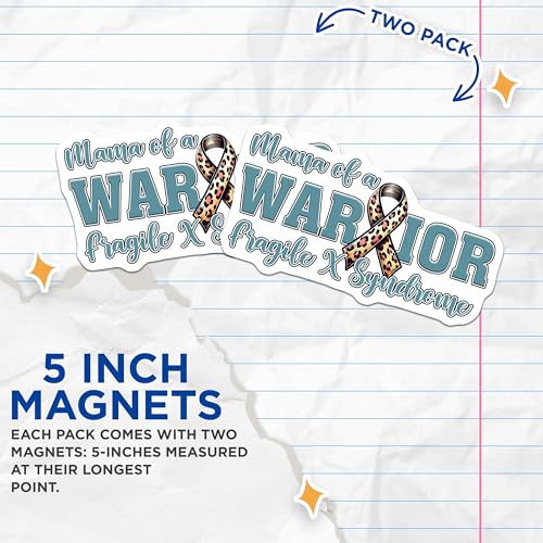 (2 Pack) Mama of a Warrior Magnets - Medical Support Decor - 5" On Longest Side - for Cars, Fridges, Toolboxes - Made in USA - MAG821