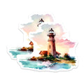(2 Pack) Lighthouse Magnets - Coastal Beach House Decor - Watercolor Ocean Art - Nautical Home Accent - 5 Inches On Longest Side - Thick Durable Magnet - Made in USA - MAG19990