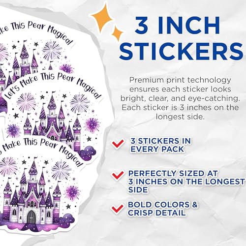 (3 Pack) Magical Castle Decals - Fantasy Castle Decal - Laptop Decals - 3 Inches On Longest Side - Easy Peel & Apply - Made in USA - 3MCS6822
