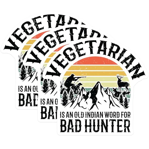 (3 Pack) Bad Hunter Decals - Vegetarian Hunter - Funny Hunting Decal - 3 Inches On Longest Side - Easy Peel & Apply - Made in USA - 3MCS4307