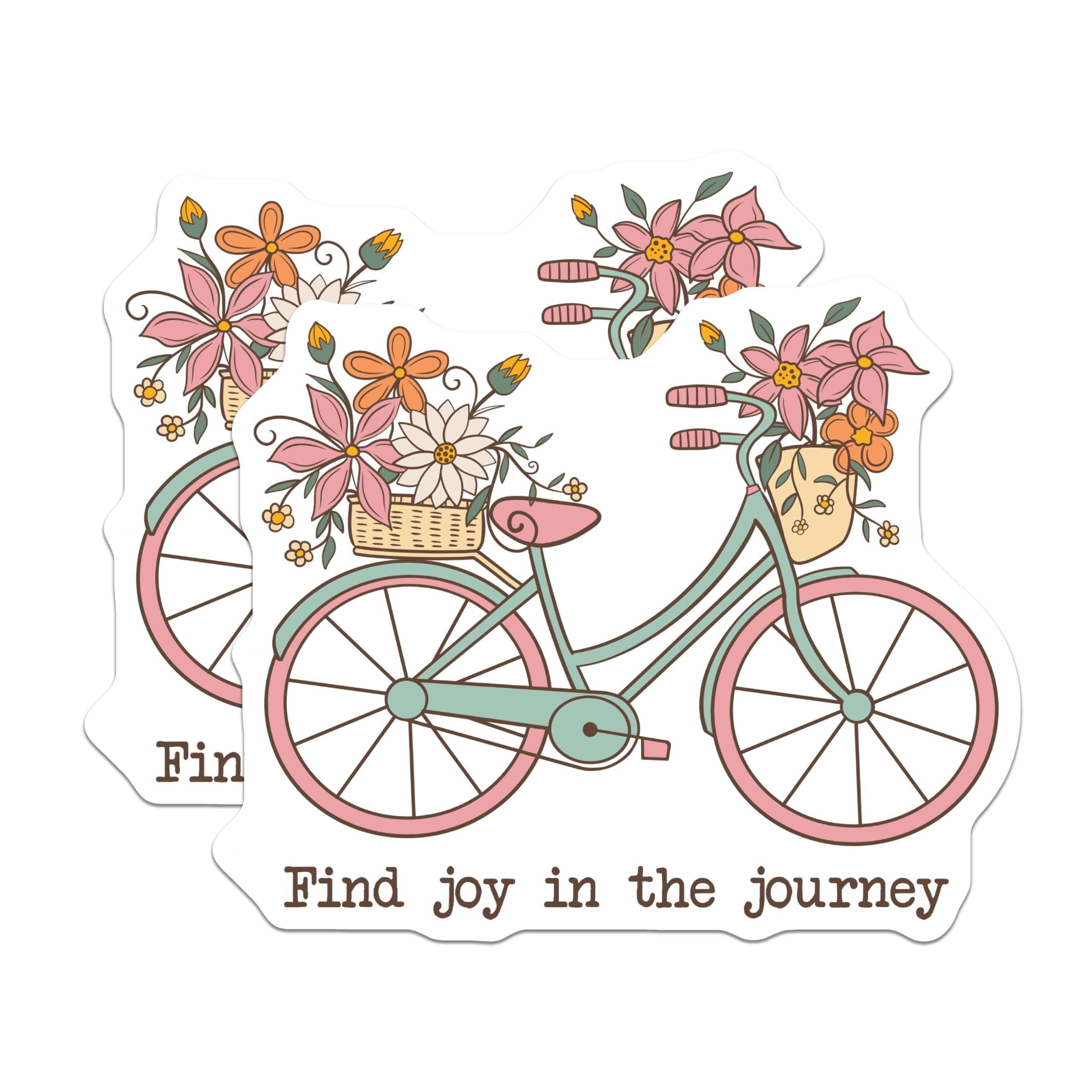 (2 Pack) Bicycle with Flowers Magnets - Bike Decor - Find Joy in Journey - 5" On Longest Side - Premium Magnet - for Cars, Refrigerators, Toolboxes, Lockers - Made in USA - MAG17630