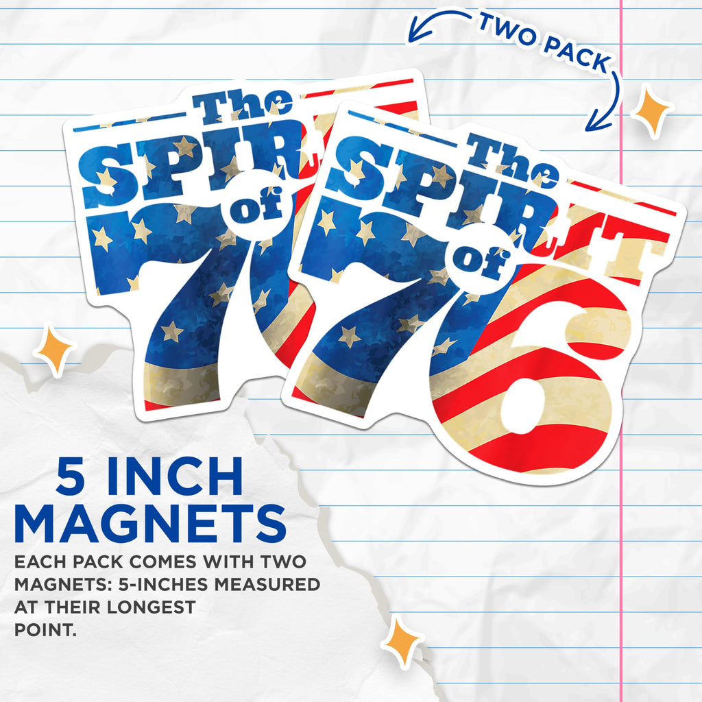 (2 Pack) Spirit of 76 Magnets - Patriotic American Flag - Independence Day Decor - Revolutionary War History - 5 Inches On Longest Side - Thick Durable Magnet - Made in USA - MAG30082