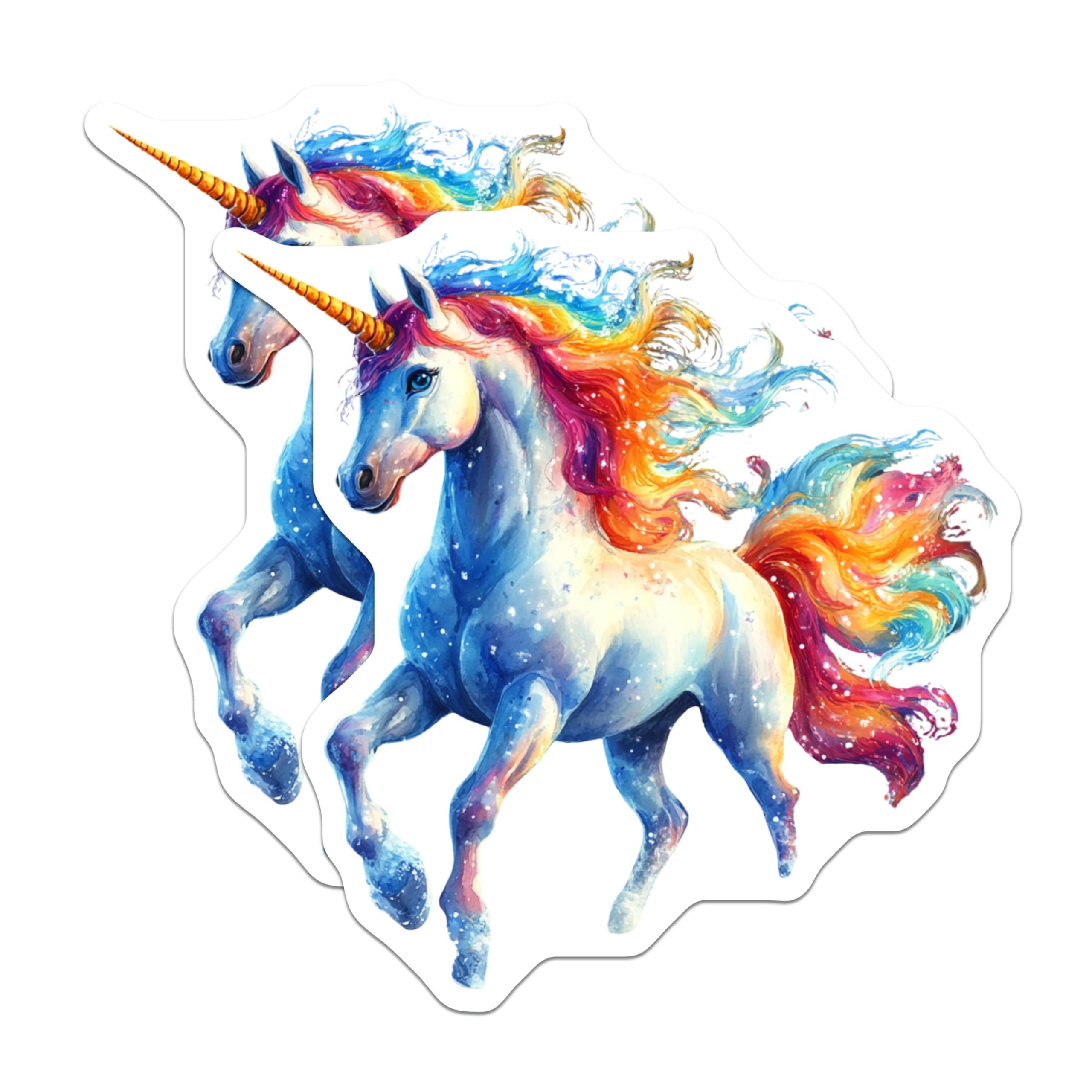 (2 Pack) Rainbow Unicorn Magnets - Magical Fantasy Creature - Kids Room Locker Fridge Decor - 5 Inches On Longest Side - Thick Durable Magnet - Made in USA - MAG26010