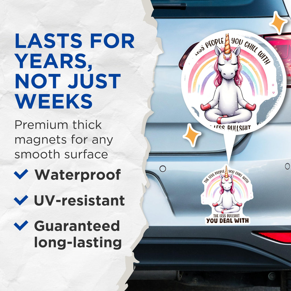 (2 Pack) Unicorn Meditating Magnets - Motivational Quote Magnets - Rainbow Unicorn Magnets - 5" On Longest Side - for Cars, Refrigerators, Toolboxes, Lockers - Made in USA BMCS3339