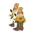 (2 Pack) Gnome Sunflowers Magnets - Cowboy Boots - Floral Country Decor Magnets - 5" On Longest Side - Premium Magnet - for Cars, Refrigerators, Toolboxes, Lockers - Made in USA - MAG14400