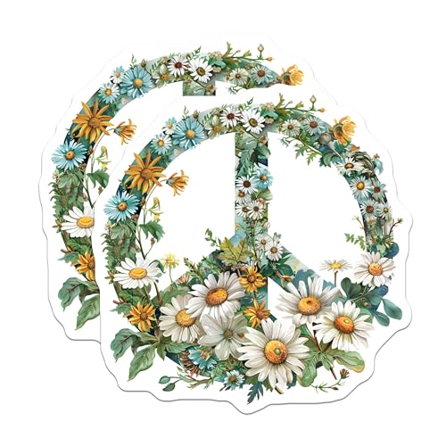 (2 Pack) Peace Symbol Flower Magnets Magnets - Floral Peace Sign - 5" On Longest Side - Made in USA - Sticks to Refrigerators & Metal Surfaces - MAG8864