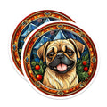 (2 Pack) Stained Glass Pug Magnets - Dog Art Refrigerator Decor - Pet Lover Home Decor - Holiday Pug Collectible - 5 Inches On Longest Side - Thick Durable Magnet - Made in USA - MAG25027