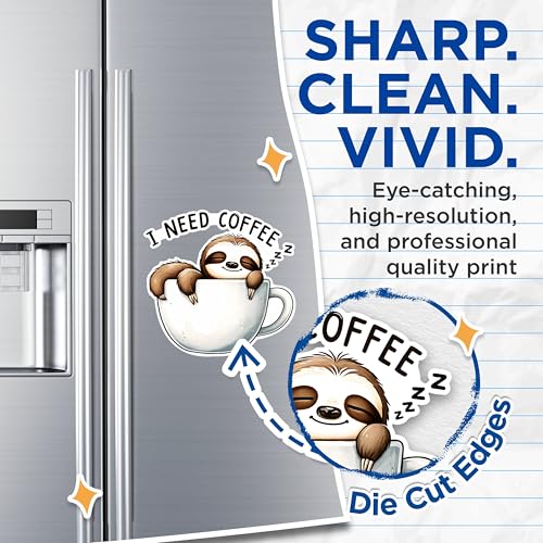 (2 Pack) I Need Coffee Magnets - Funny Sloth Magnets - Coffee Lover Decor Magnets- 5" On Longest Side - for Fridges, Toolboxes, Cars - Made in USA - MAG2744