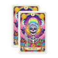 (2 Pack) Sugar Skull Tarot Card Magnets - Day of The Dead - Rainbow Hair Skeleton Decor - 5" On Longest Side - Premium Magnet - for Cars, Refrigerators, Toolboxes, Lockers - Made in USA - MAG16381