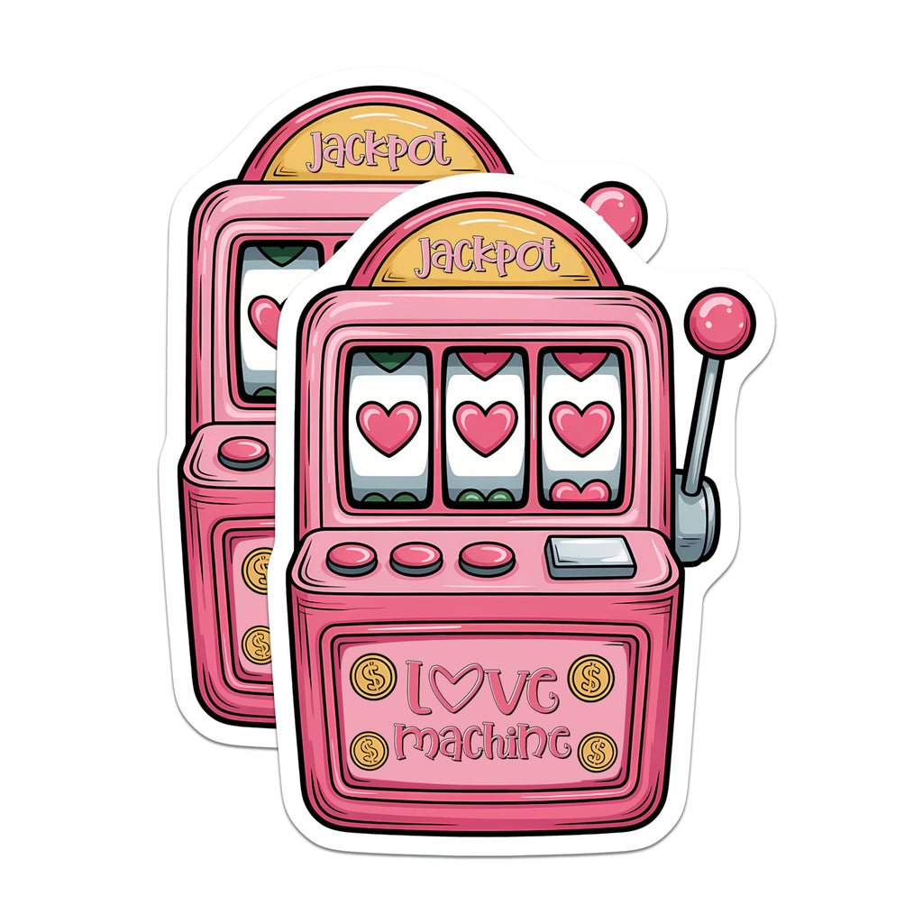 (2 Pack) Jackpot Magnets - Slot Machine Magnets - Love Machine Illustration - 5" On Longest Side - Premium Magnet - for Cars, Refrigerators, Toolboxes, Lockers - Made in USA - MAG15571