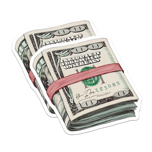 (2 Pack) Money Stack Magnets - Money Decor - Dollar Bills Magnets - 5" On Longest Side - for Cars, Fridges, Toolboxes - Made in USA - MAG7229