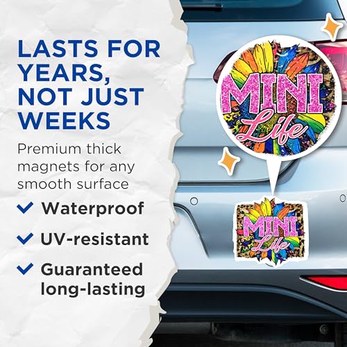 (2 Pack) Mini Life Magnets - Colorful Sunflower - Inspirational Decor - Vibrant Kitchen Magnets - 5" On Longest Side - for Cars, Fridges, Toolboxes - Made in USA - MAG5620