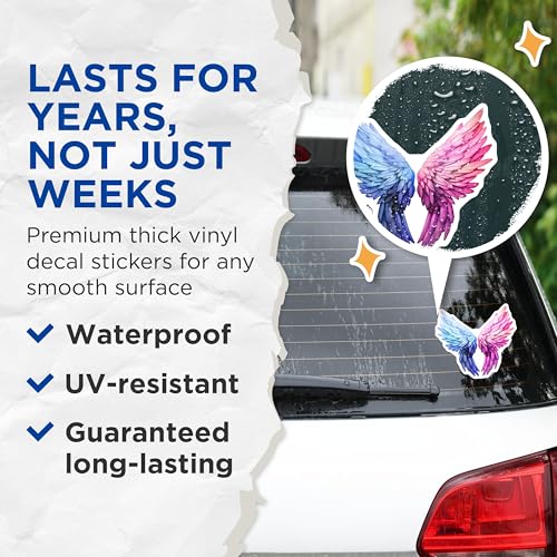 (2 Pack) Angel Wings Stickers - Gradient Wings Decal - Dual Color Wings Sticker - 5" On Longest Side - Sticks to Smooth Flat Surfaces - Made in USA - BMCS6556