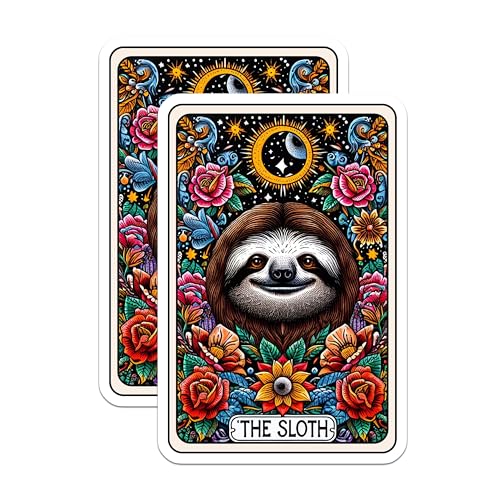 (2 Pack) Sloth Mandala Magnets - Colorful Sloth Art - Floral Sloth Design Magnets - Cute Animal Magnets - 5" On Longest Side - for Cars, Fridges, Toolboxes - Made in USA - MAG4488