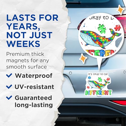 (2 Pack) It's Okay to Be Different Magnets Magnets - 5" On Longest Side - Made in USA - Sticks to Refrigerators & Metal Surfaces - MAG8658