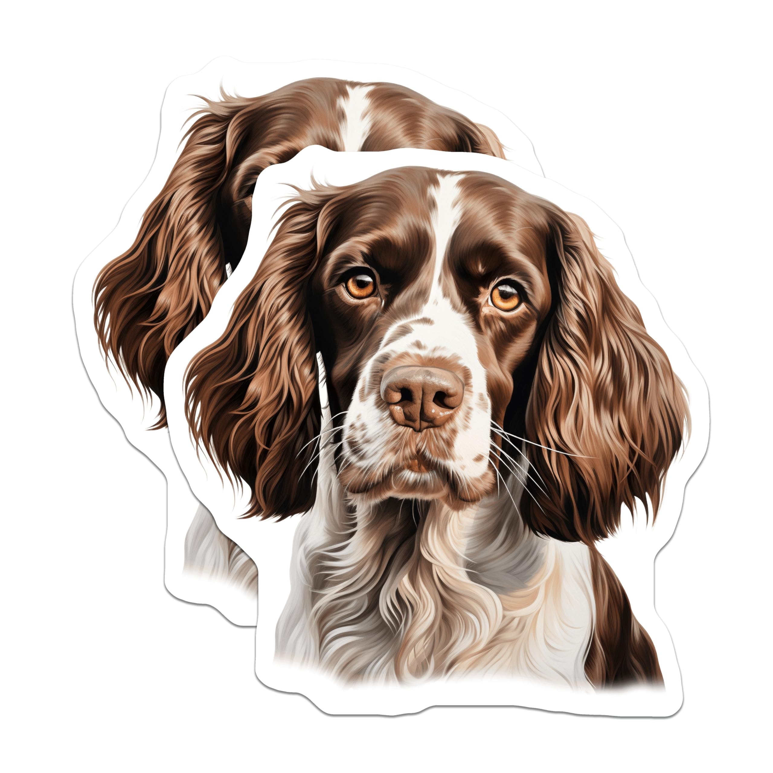 (2 Pack) Springer Spaniel Dog Magnets - Realistic Pet Lover Decor - Brown White Spaniel Art - 5 Inches On Longest Side - Thick Durable Magnet - Made in USA - MAG25799
