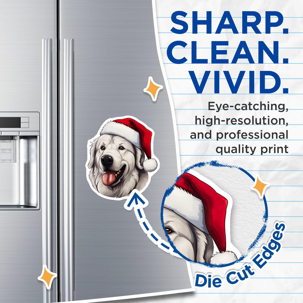 (2 Pack) Christmas Dog Magnets - Santa Hat Dog Magnet - Holiday Pet Decor - Winter Refrigerator Magnets - 5 Inches On Longest Side - Thick Durable Magnet - Made in USA - MAG25144