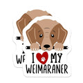 (2 Pack) I Love My Weimaraner Stickers - Dog Lovers Stickers - Adorable Weimaraner Decal Stickers - 5" On Longest Side - Sticks to Smooth Flat Surfaces - Made in USA - BMCS4297