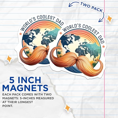 (2 Pack) World's Coolest Dad Magnets - Father's Day ation - Unique Dad Gifts for Office or Fridge - 5" On Longest Side - for Cars, Fridges, Toolboxes - Made in USA - MAG4570