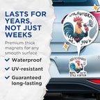 (2 Pack) Funny Chicken Magnets - Sassy Rooster Magnets - Abracadabra Quote Magnets - Humorous Kitchen - 5" On Longest Side - for Cars, Fridges, Toolboxes - Made in USA - MAG4551