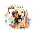 (2 Pack) Labrador Retriever Magnets - Dog Lover Decor - Floral Pet Art Refrigerator - 5 Inches On Longest Side - Thick Durable Magnet - Made in USA - MAG29874