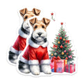 (2 Pack) Christmas Dog Magnets - Santa Fox Terrier Art - Holiday Pet Decor - Refrigerator Accent - 5 Inches On Longest Side - Thick Durable Magnet - Made in USA - MAG28764