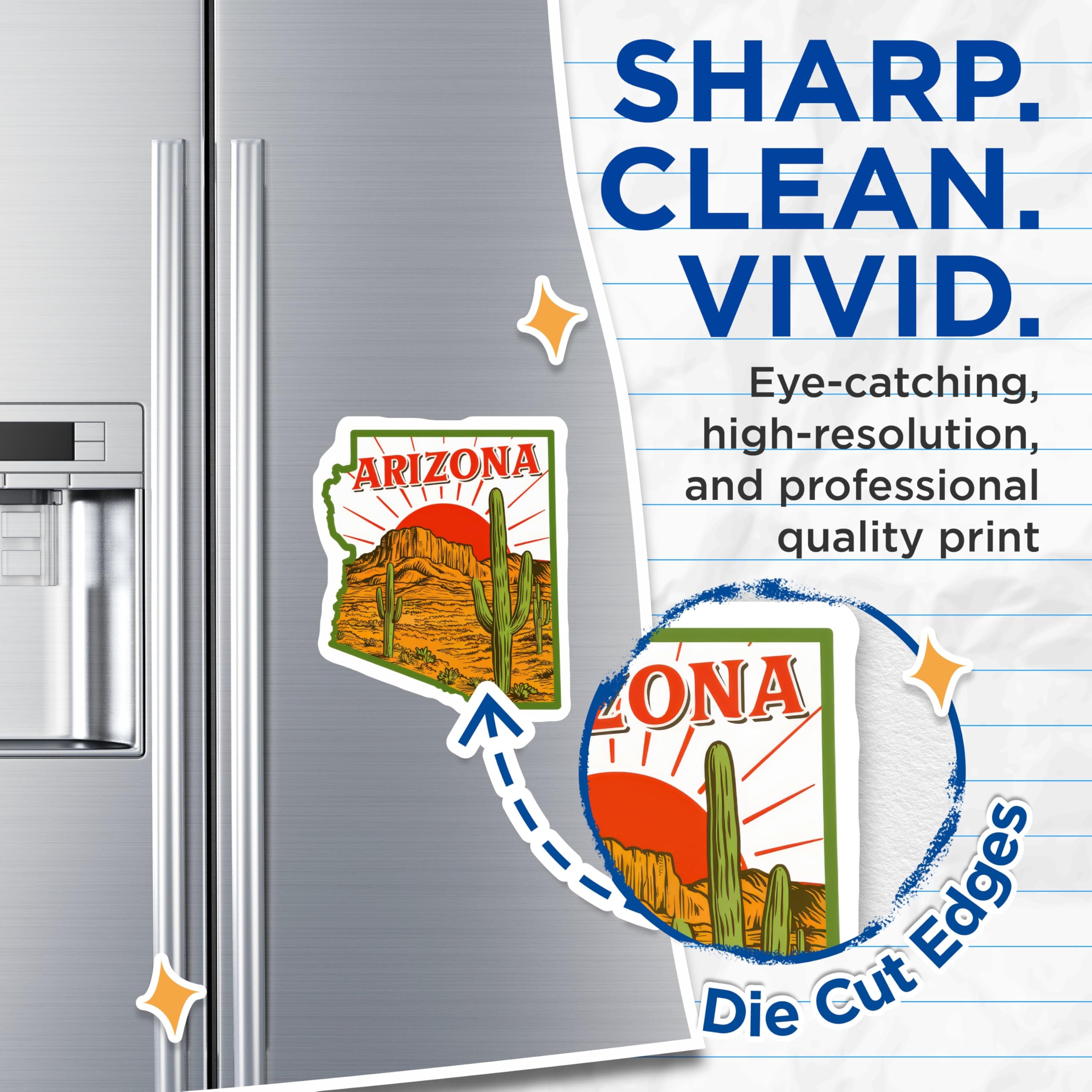 (2 Pack) Arizona State Magnets - Desert Cactus Art - Southwest Fridge Decor - 5" On Longest Side - Premium Magnet - for Cars, Refrigerators, Toolboxes, Lockers - Made in USA - MAG17573