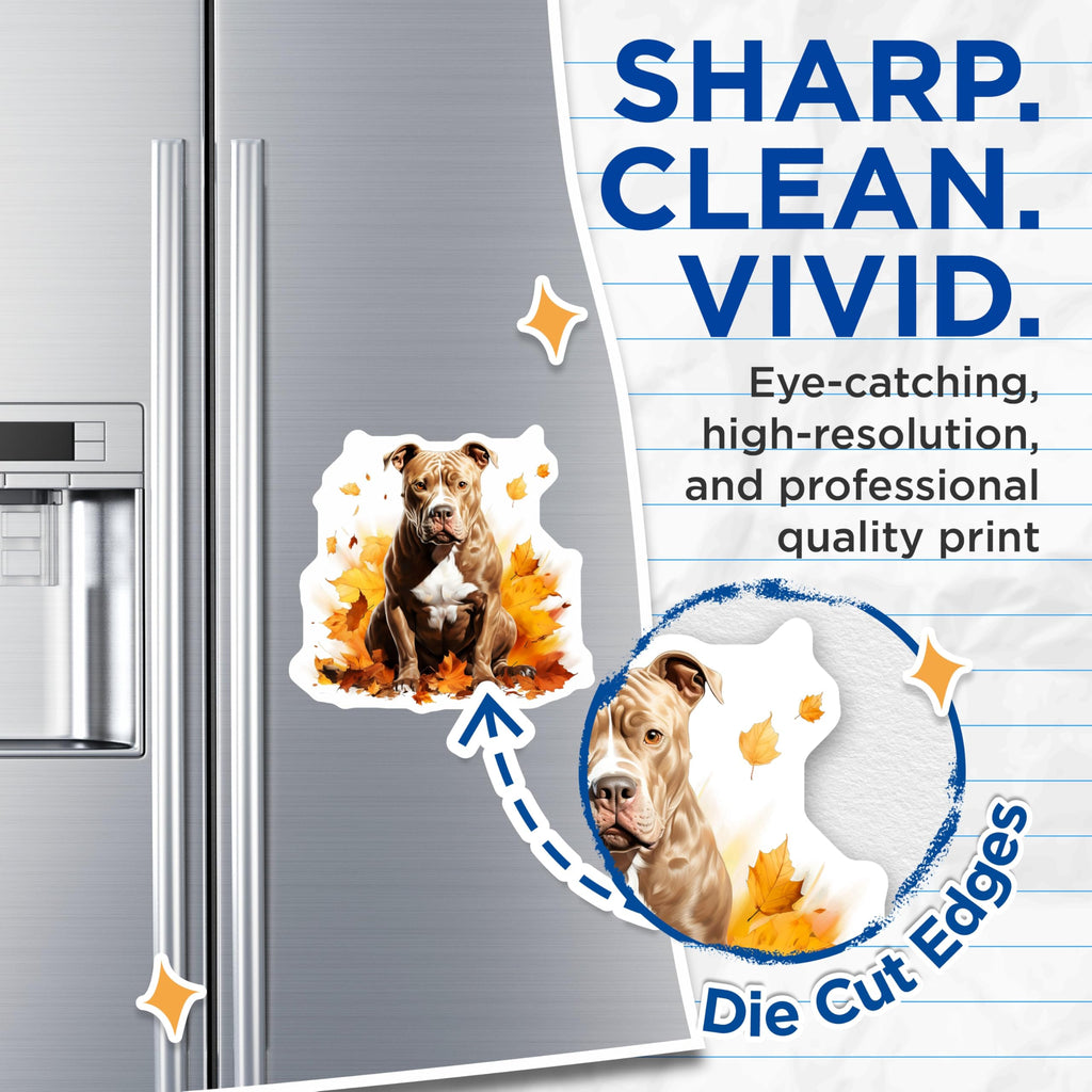 (2 Pack) Pitbull Dog Magnets - Autumn Fall Leaves Decor - Pitbull Mom Dad Accessories - Pet Lover Refrigerator Magnets - 5 Inches On Longest Side - Thick Durable Magnet - Made in USA - MAG27624