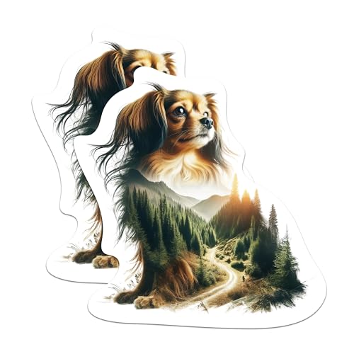 (2 Packs) Dog with Wilderness Magnets - Nature and Outdoors Beautiful Scenery Magnets - 5 Inches On Longest Side - Premium Magnet - for Fridges, Toolboxes, Cars - Made in USA - MAG2278