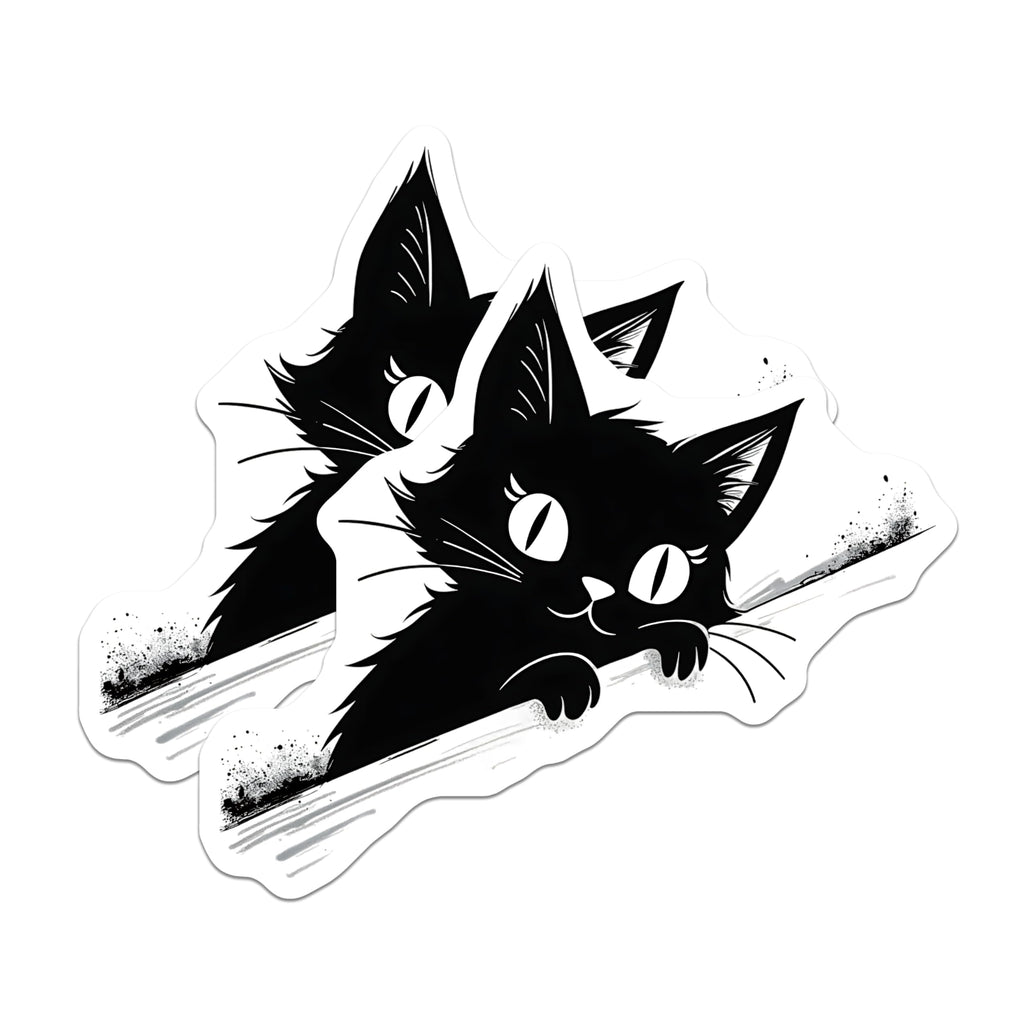 (2 Pack) Black Cat Magnets - Cute Feline Home Decor - Whimsical Kitty Refrigerator Magnets - 5" On Longest Side - Premium Magnet - for Cars, Refrigerators, Toolboxes, Lockers - Made in USA - MAG14740